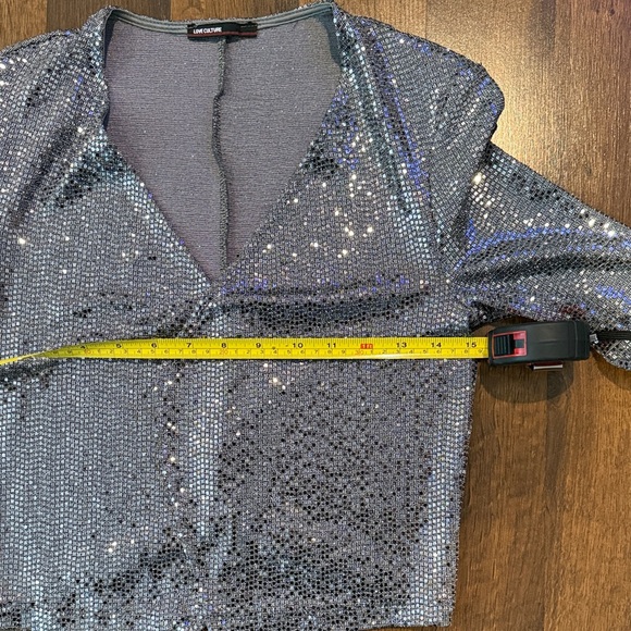 Love Culture Sparkling Silver Sequin Cropped Jacket / Cardigan (small, see ad) - Picture 9 of 14